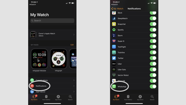 Habilite las notificaciones de WhatsApp para Apple Watch